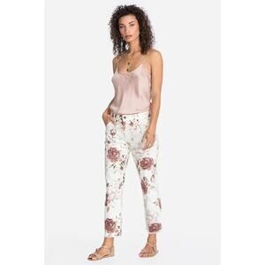 122 Johnny Was Cropped Rose Print Jean In Floral (Size 29) $198 Retail